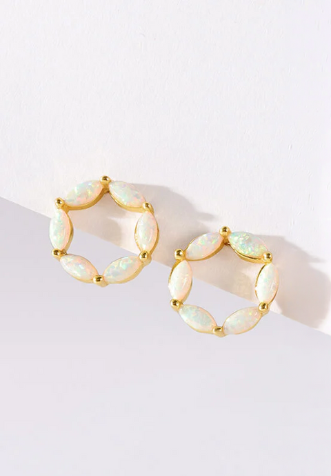 Halo Opal Stud Earrings