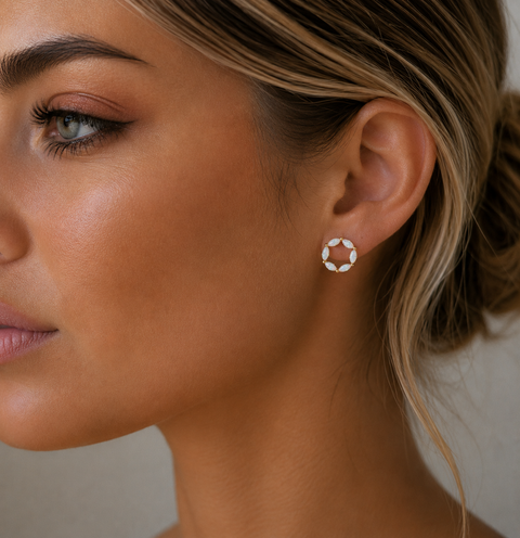 Halo Opal Stud Earrings