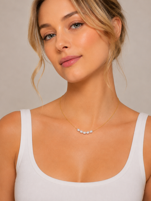 Elara Pearl Cluster Necklace