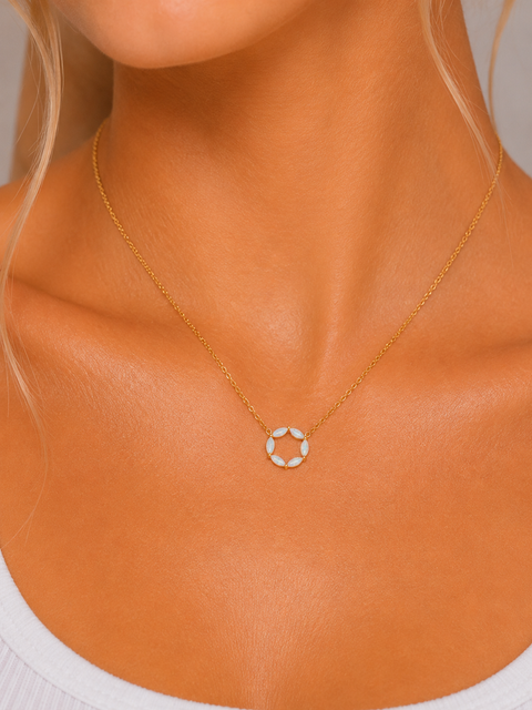 Solara Opal Circle Necklace