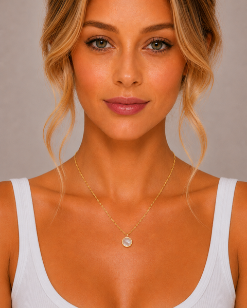Luna Pearl Disc Necklace